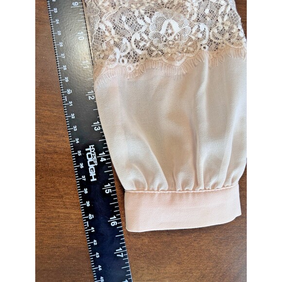 NEW!! CALVIN KLEIN Sz Small Sheer lined Lace inset Sleeve Blouse 79.50 MSRP - Picture 7 of 10